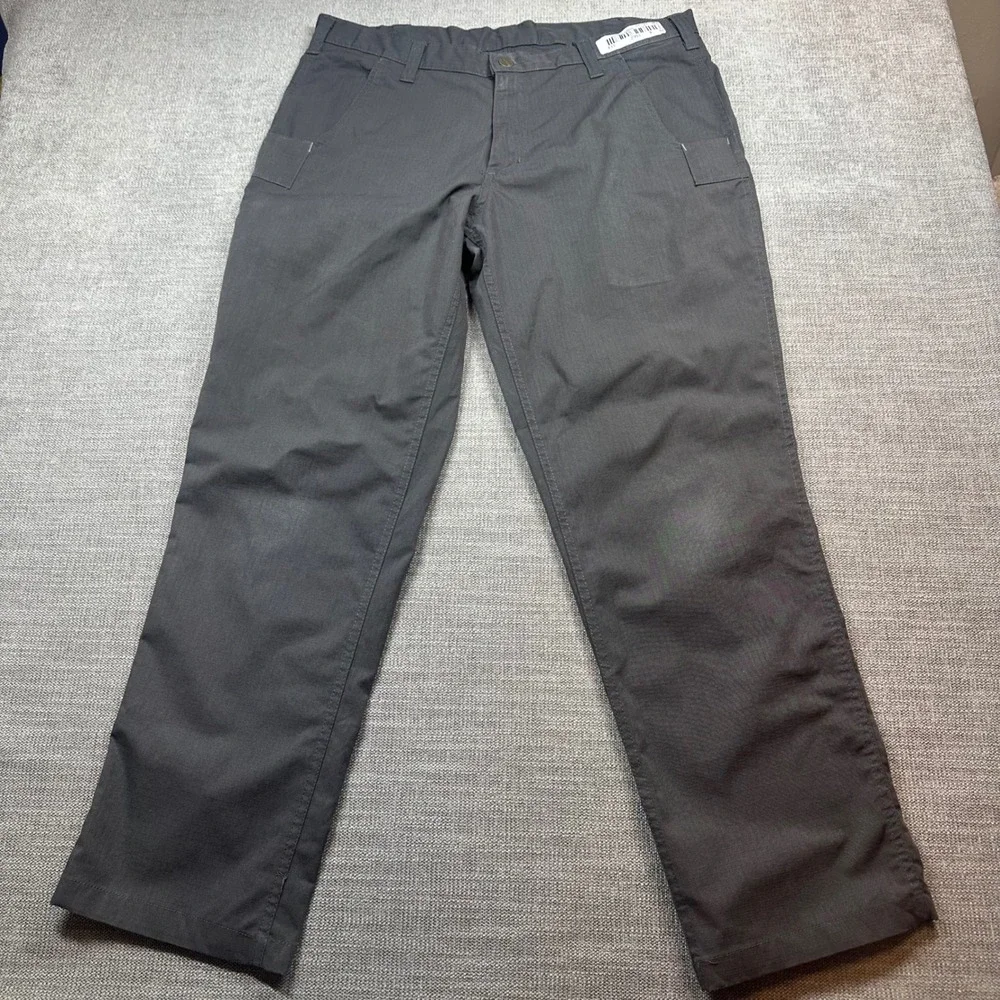 Carhartt Work Pants Mens 34/30 Gray Ripstop Utility Straight Leg